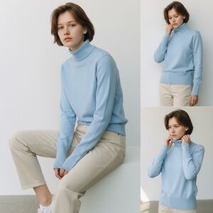 CUPIO Turtleneck Knit Sweater Long Sleeve with Buttons Accents Pullover Stretch